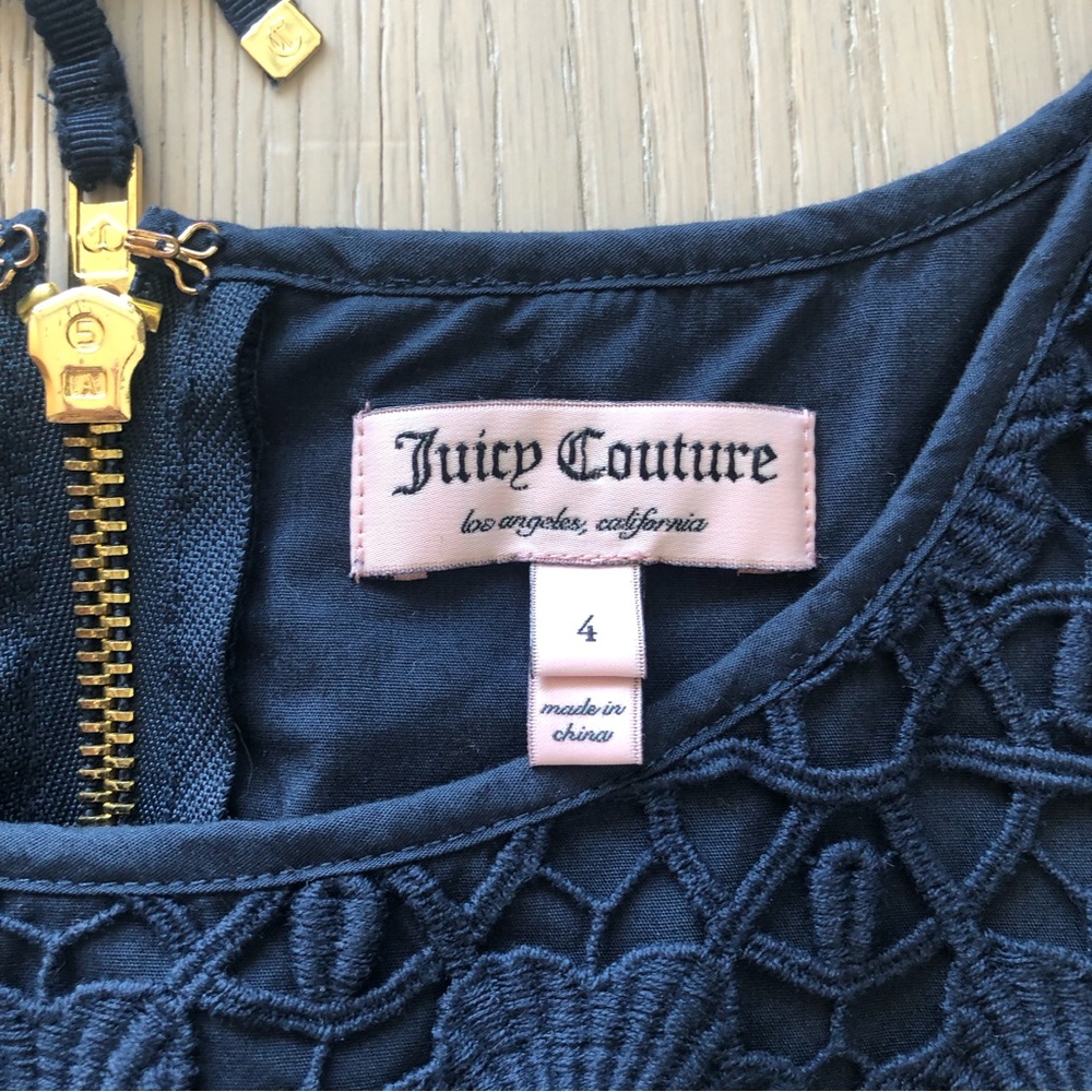 Juicy Couture Daisy Guipure Navy Crochet Ruffle Dress - Picture 4 of 11